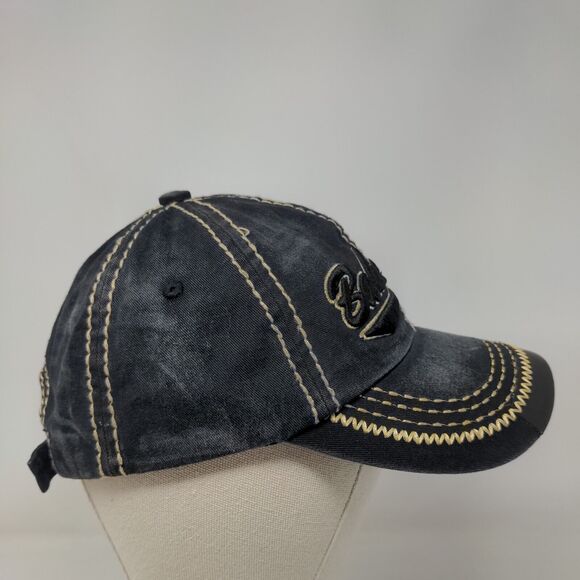 Bahamas Slideback Hat Black One Size Adjustable Strap Embroidered 6 Panel - Picture 4 of 7
